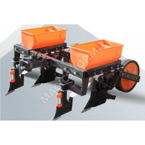 Semănătoare 2 rânduri pentru motocultor, cu distribuitor de îngrășăminte